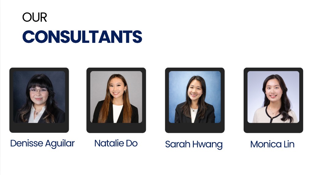 Our Consultants: CMIS case competition team slide featuring Natalie Do and teammates